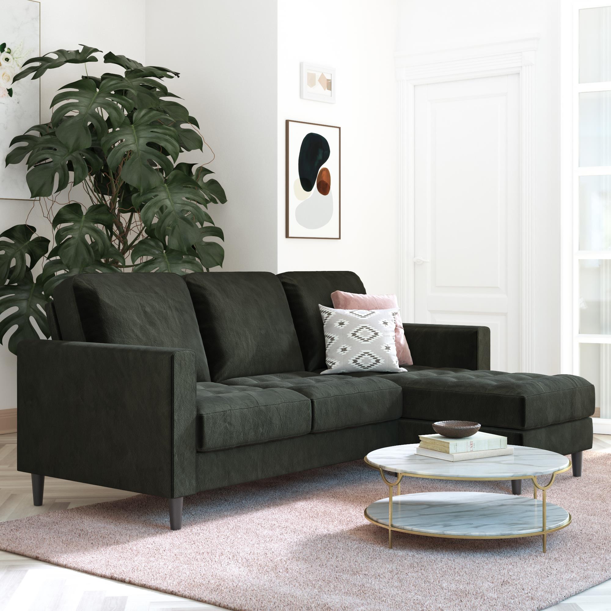 CosmoLiving Strummer Reversible Sectional Sofa - Black