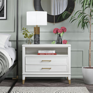 CosmoLiving Westerleigh Wide Nightstand - White