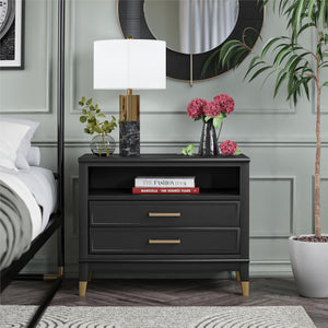 CosmoLiving Westerleigh Wide Nightstand - Black