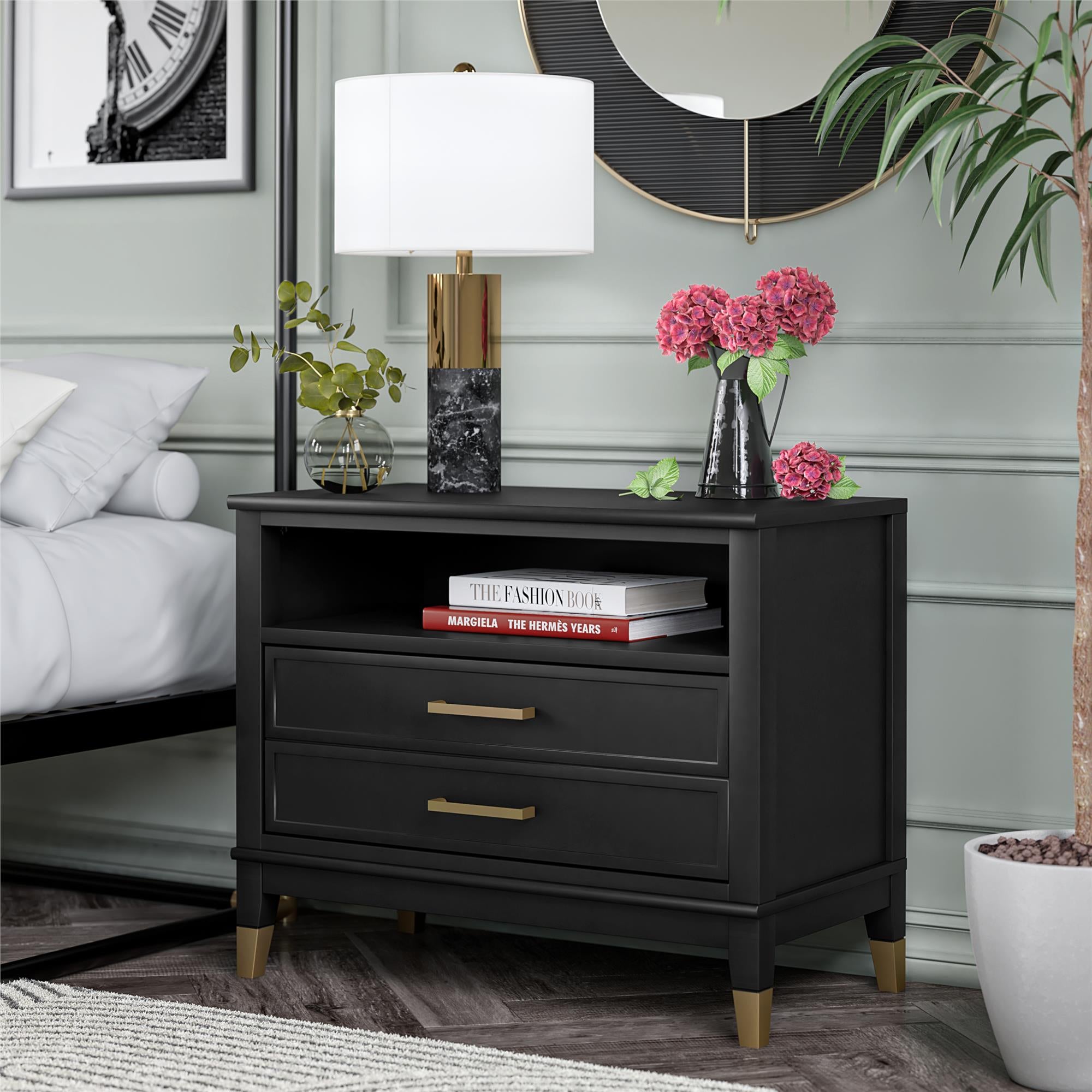 CosmoLiving Westerleigh Wide Nightstand - Black