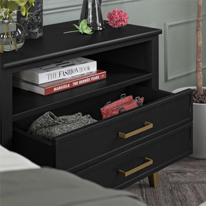 CosmoLiving Westerleigh Wide Nightstand - Black