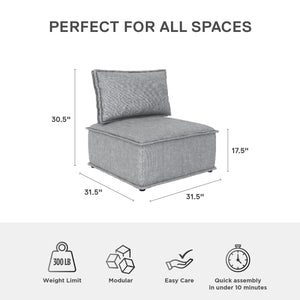DHP Darcy Armless Chair for Modular Sectional Sofa - Gray