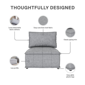 DHP Darcy Armless Chair for Modular Sectional Sofa - Gray