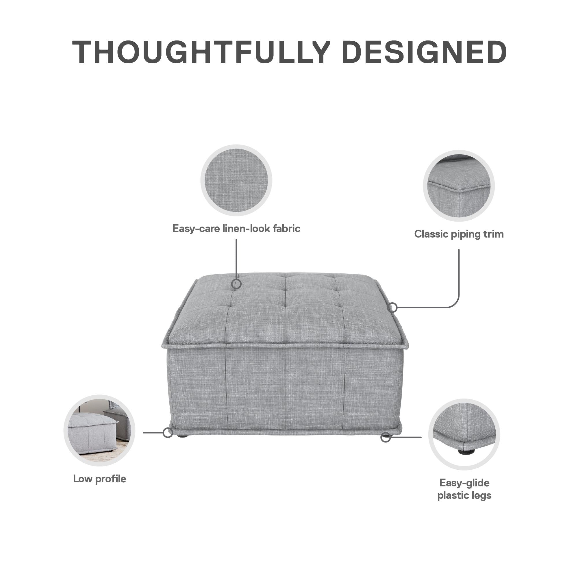 DHP Darcy Armless Ottoman for Modular Sectional Sofa - Gray