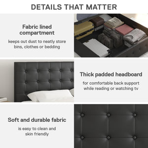 DHP Cambridge Upholstered Bed with Storage - Black - Full