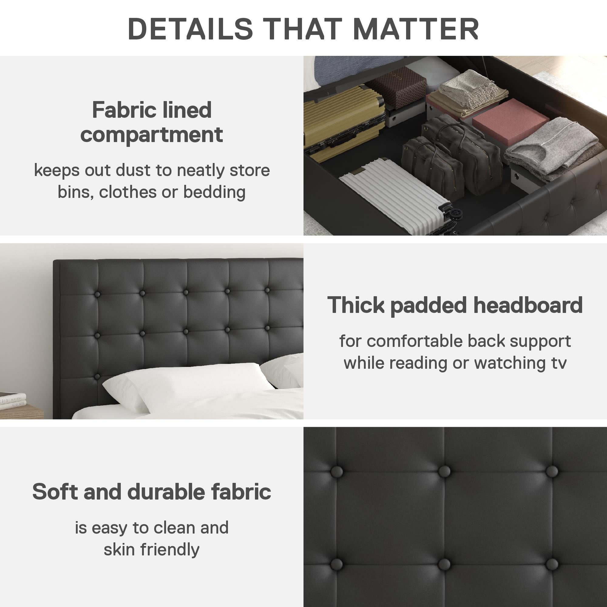 DHP Cambridge Upholstered Bed with Storage - Black - Queen