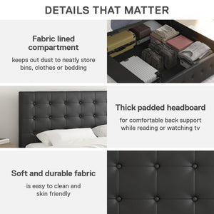 DHP Cambridge Upholstered Bed with Storage - Black - Queen