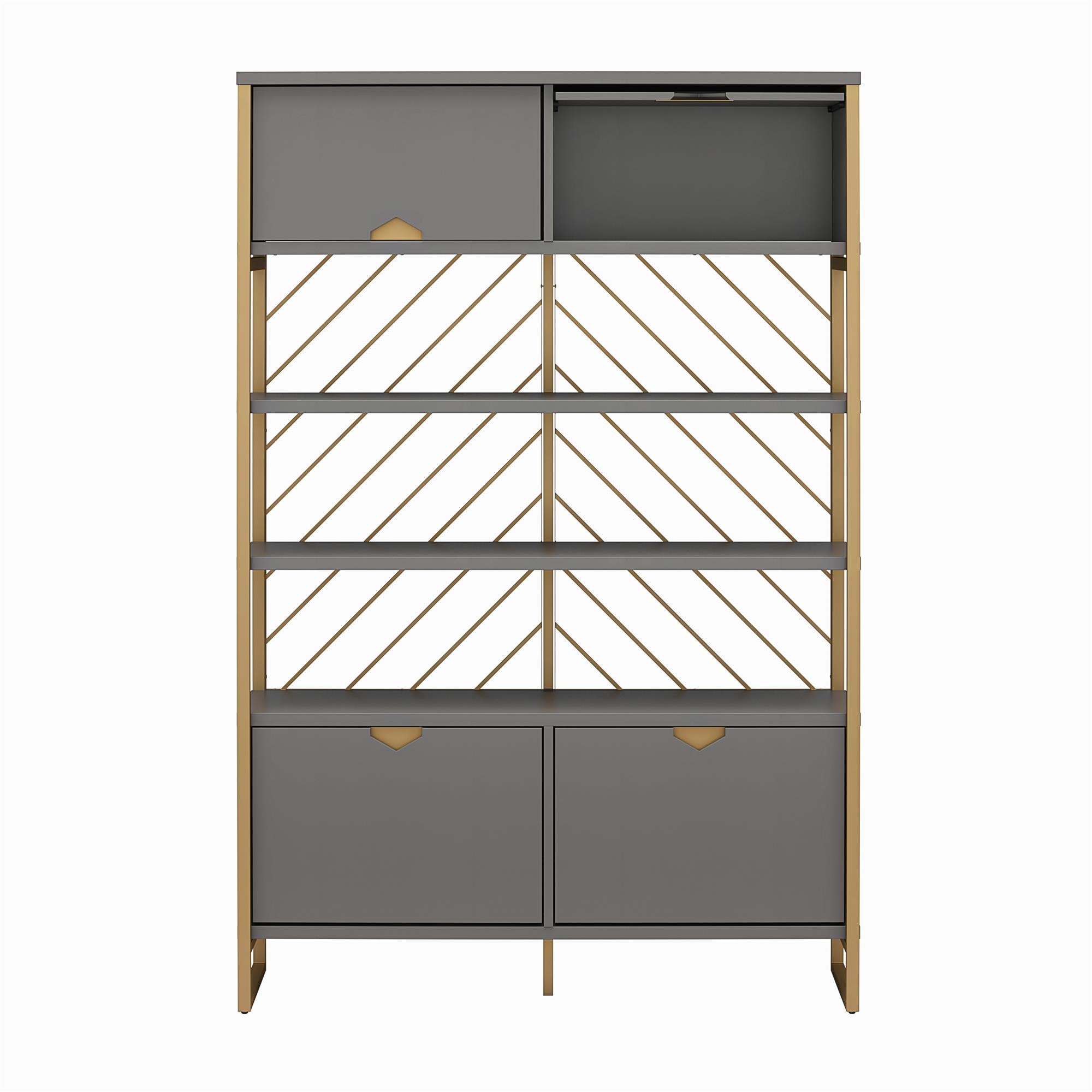 CosmoLiving Brielle Shoe Storage Bookcase & Room Divider - Graphite Grey