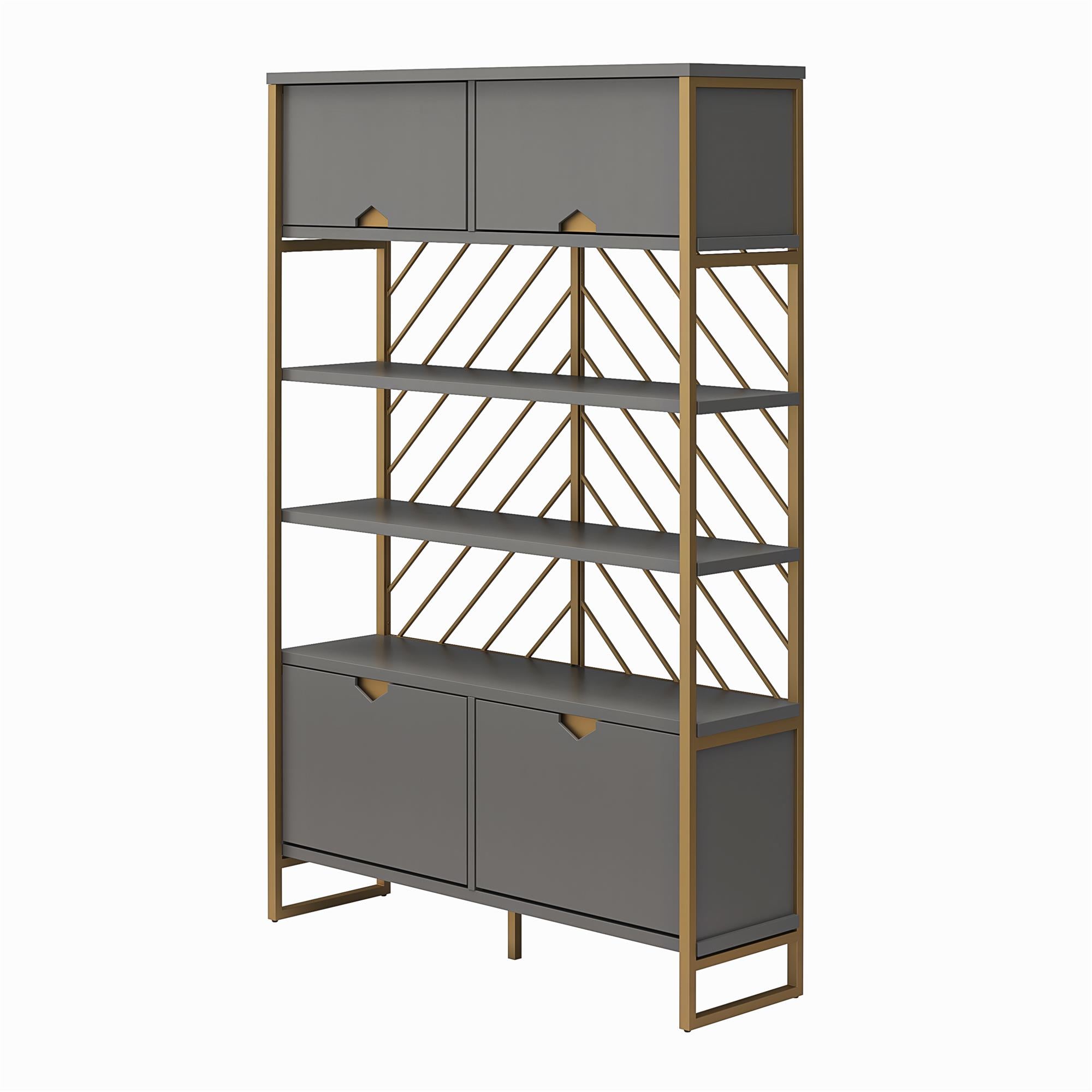 CosmoLiving Brielle Shoe Storage Bookcase & Room Divider - Graphite Grey