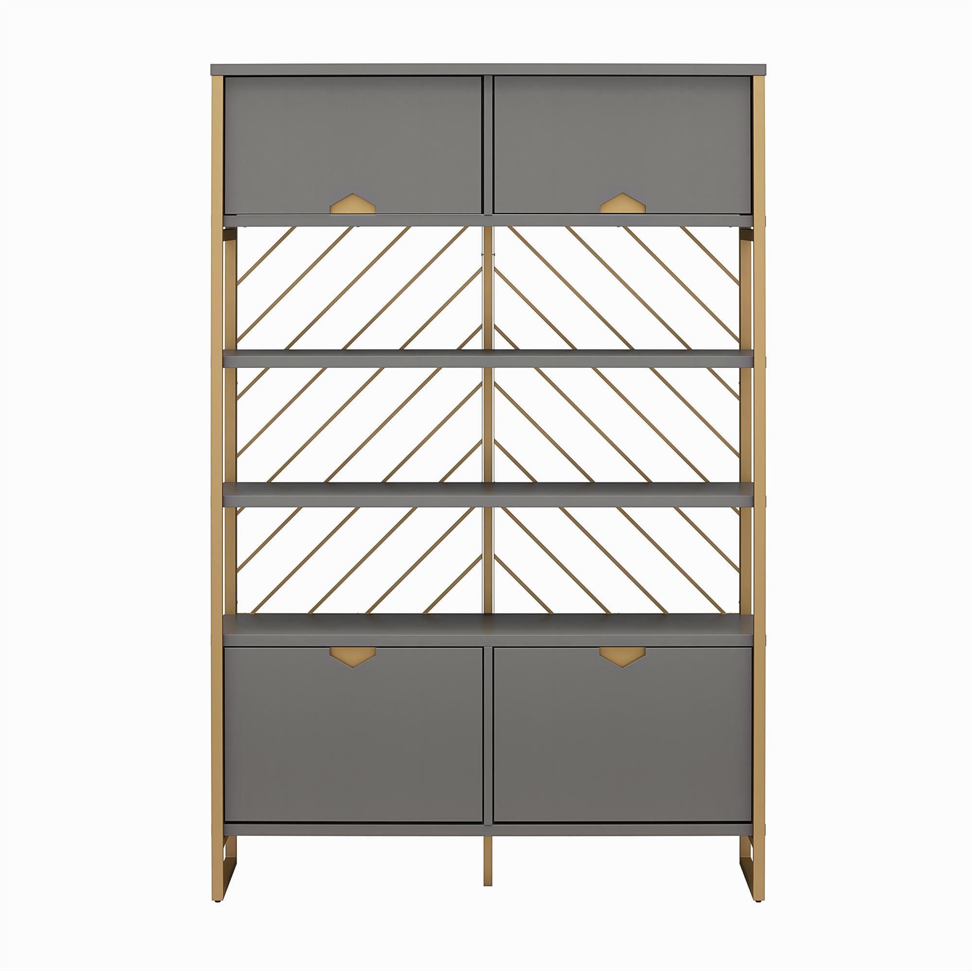 CosmoLiving Brielle Shoe Storage Bookcase & Room Divider - Graphite Grey