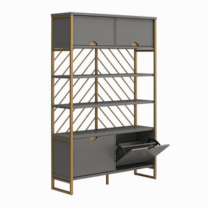 CosmoLiving Brielle Shoe Storage Bookcase & Room Divider - Graphite Grey