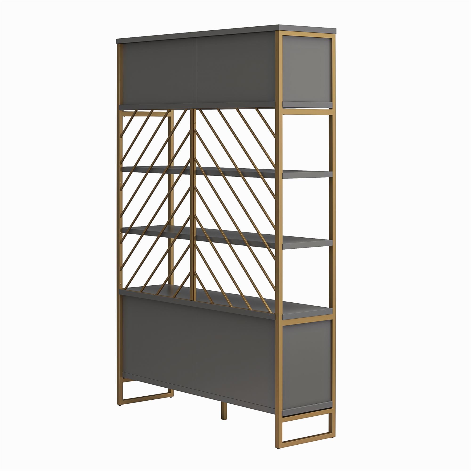 CosmoLiving Brielle Shoe Storage Bookcase & Room Divider - Graphite Grey