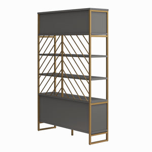 CosmoLiving Brielle Shoe Storage Bookcase & Room Divider - Graphite Grey