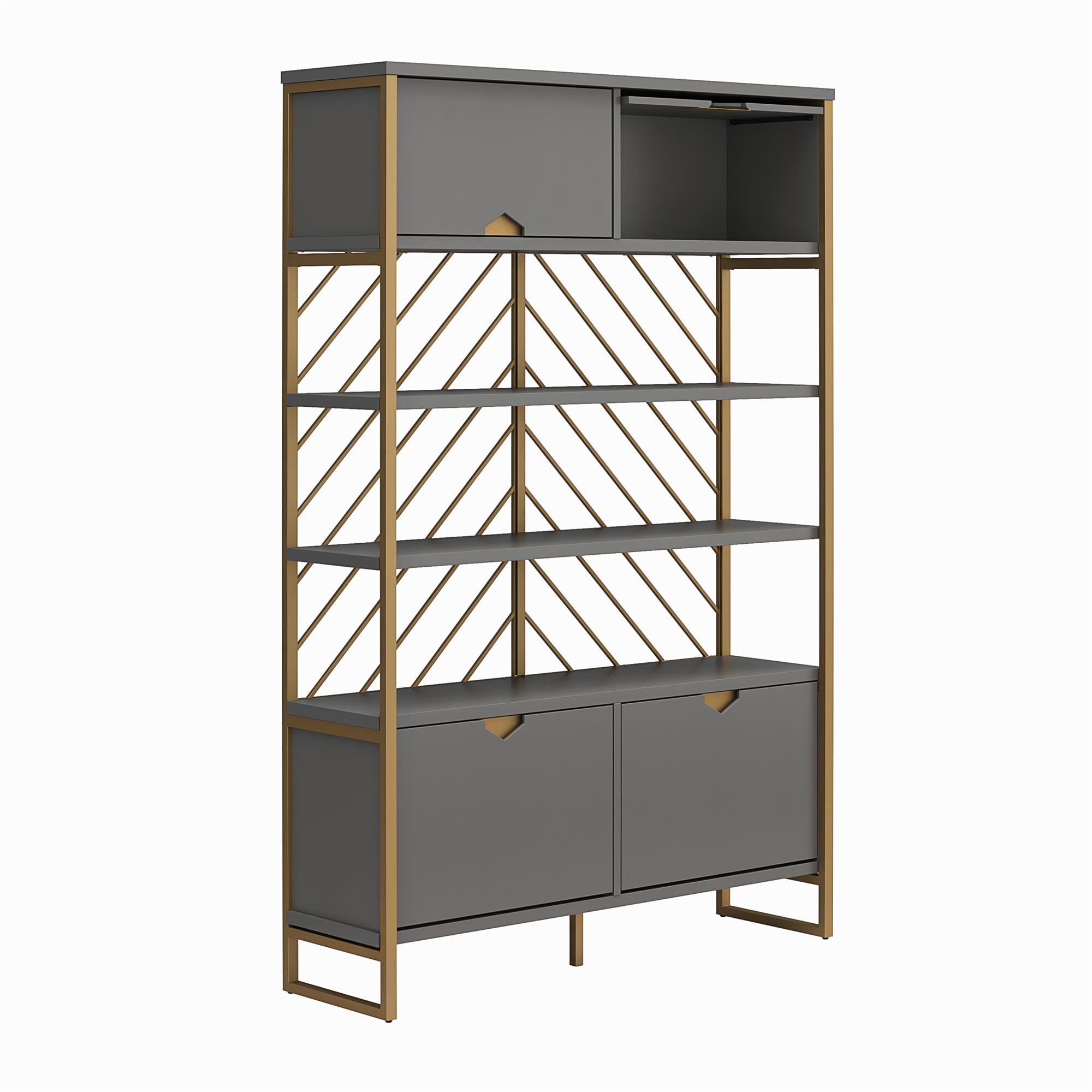 CosmoLiving Brielle Shoe Storage Bookcase & Room Divider - Graphite Grey