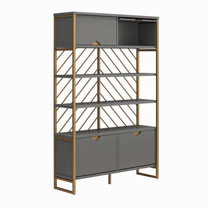CosmoLiving Brielle Shoe Storage Bookcase & Room Divider - Graphite Grey