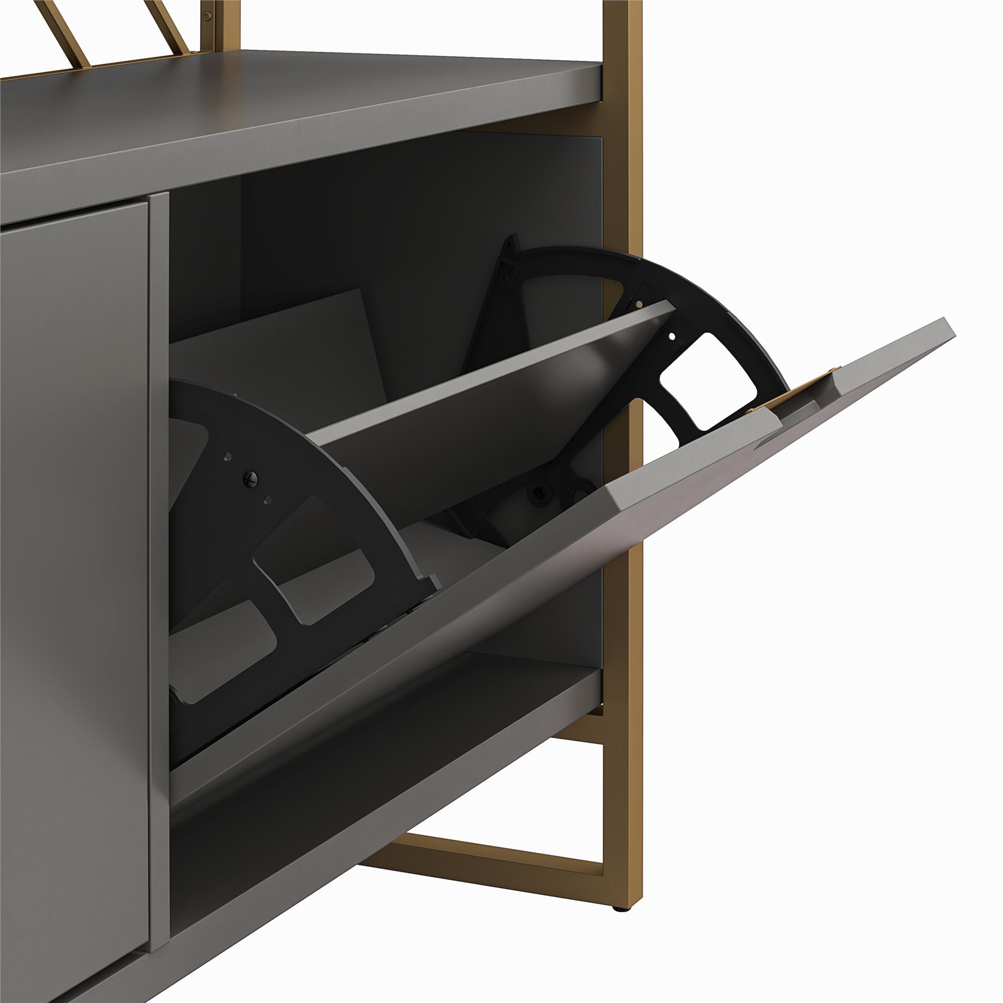 CosmoLiving Brielle Shoe Storage Bookcase & Room Divider - Graphite Grey