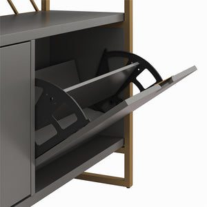 CosmoLiving Brielle Shoe Storage Bookcase & Room Divider - Graphite Grey