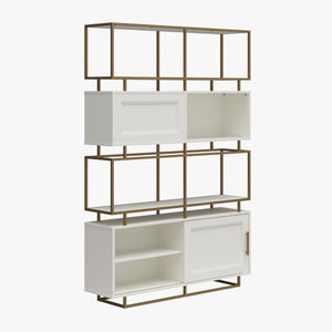 CosmoLiving Goldie Modern Bookcase Room Divider - White