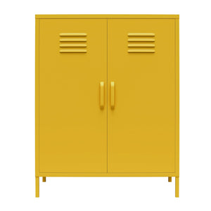 Systembuild Evolution Mission District 2 Door Metal Locker Accent Cabinet - Mustard Yellow