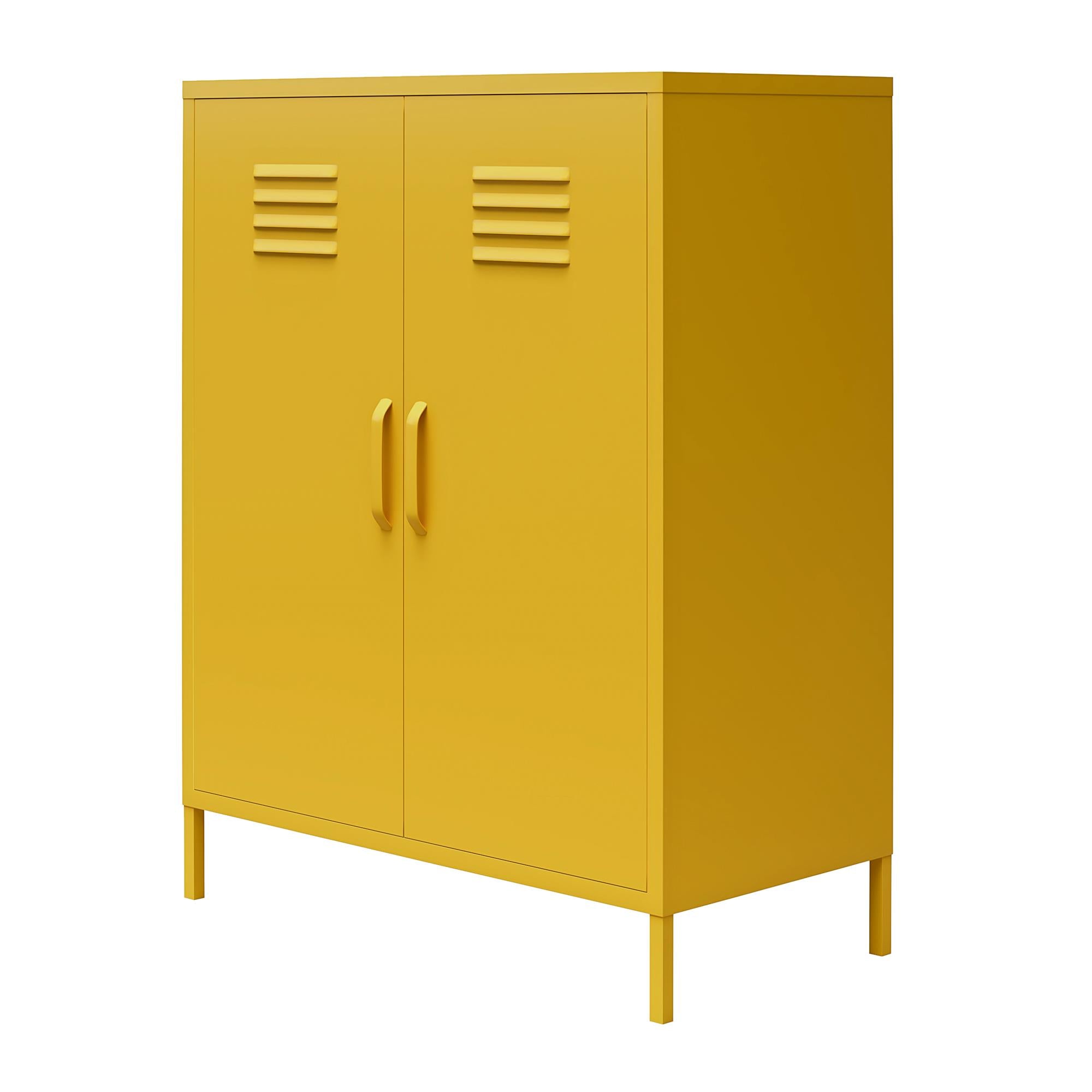 Systembuild Evolution Mission District 2 Door Metal Locker Accent Cabinet - Mustard Yellow