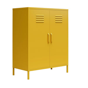 Systembuild Evolution Mission District 2 Door Metal Locker Accent Cabinet - Mustard Yellow