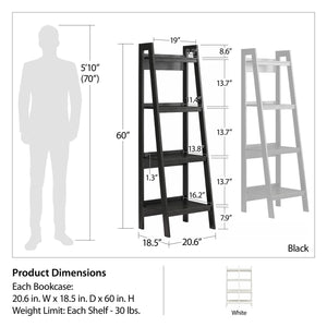 Ameriwood Home Lawrence 4 Shelf Ladder Bookcase Bundle - White