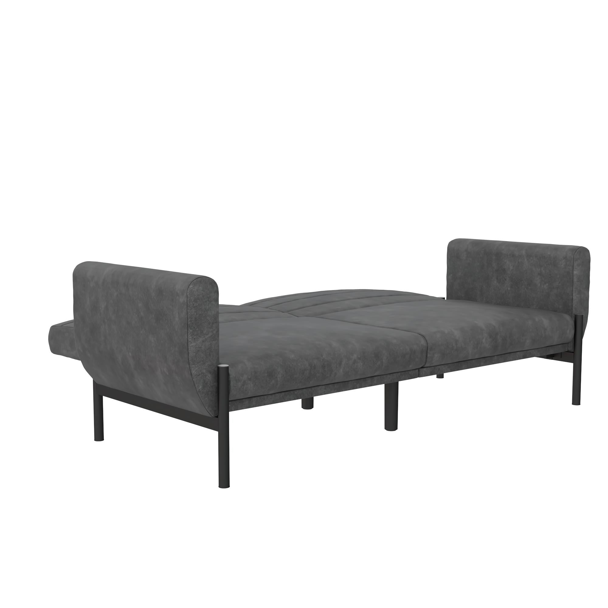 DHP Sadie Futon Sofa Bed - Distressed Charcoal Black