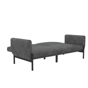 DHP Sadie Futon Sofa Bed - Distressed Charcoal Black