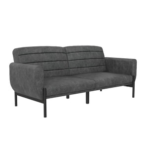 DHP Sadie Futon Sofa Bed - Distressed Charcoal Black