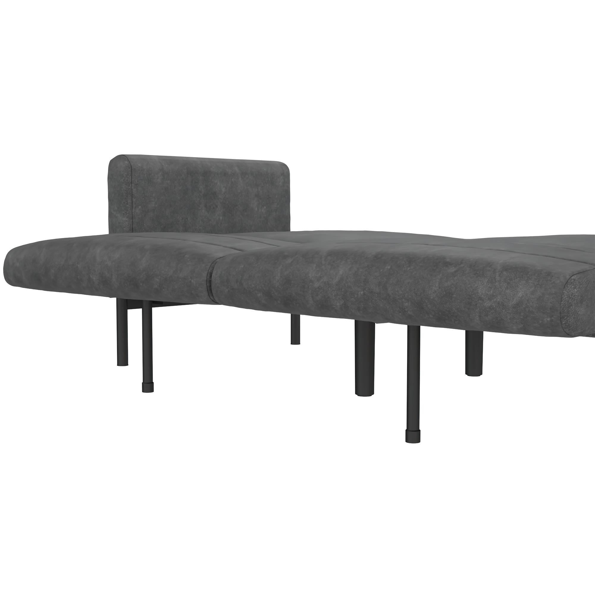 DHP Sadie Futon Sofa Bed - Distressed Charcoal Black