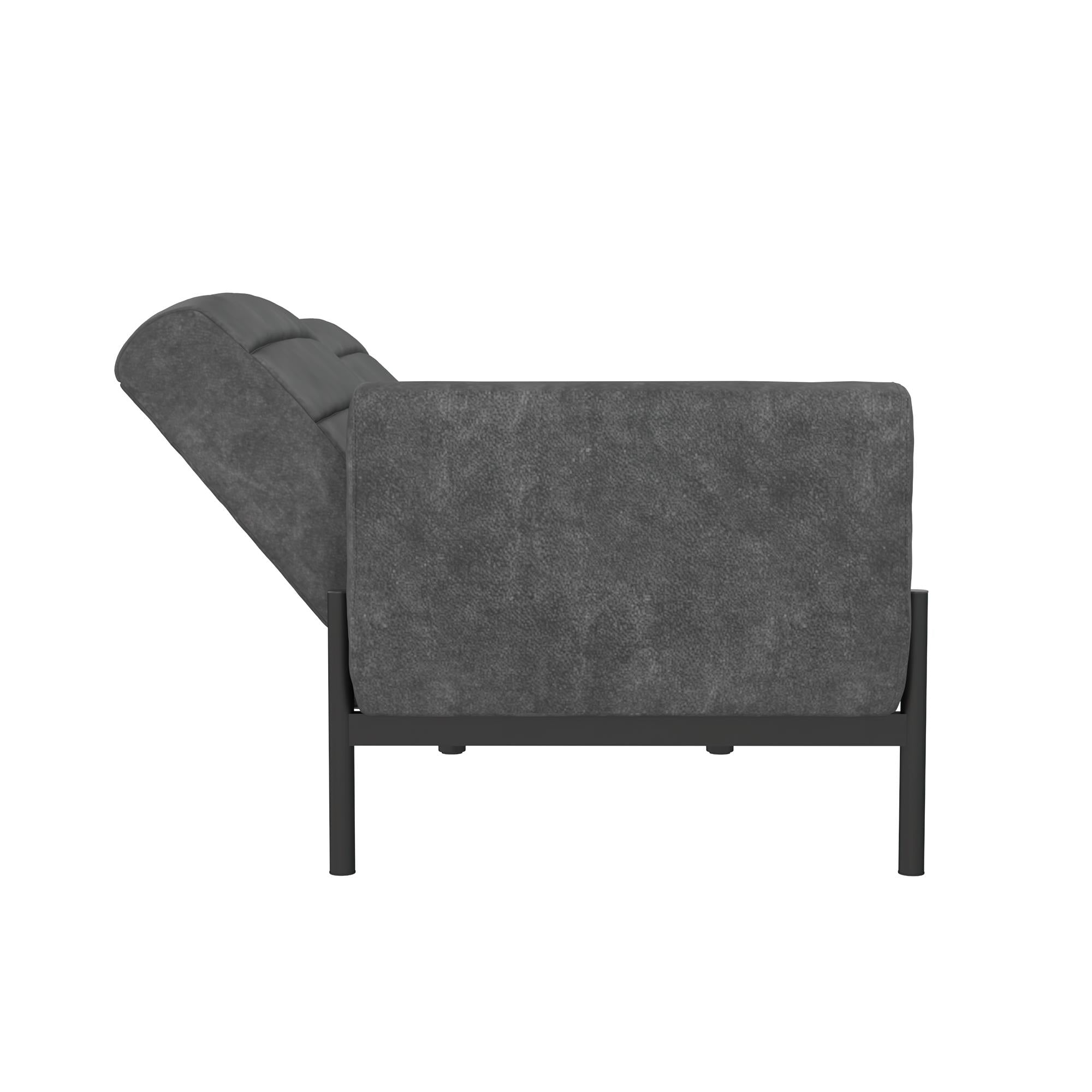 DHP Sadie Futon Sofa Bed - Distressed Charcoal Black