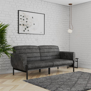 DHP Sadie Futon Sofa Bed - Distressed Charcoal Black