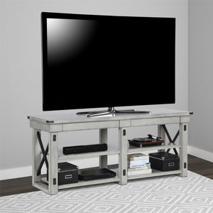 Ameriwood Home Wildwood Wood Veneer TV Stand for TVs up to 65" - Rustic White