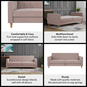 CosmoLiving Liberty Futon Sofa Bed with Storage - Blush