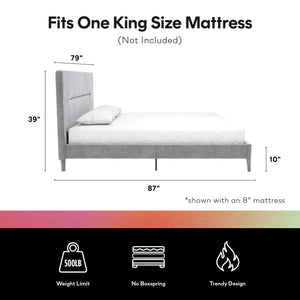 CosmoLiving Westerleigh Upholstered Bed - Light Gray - King