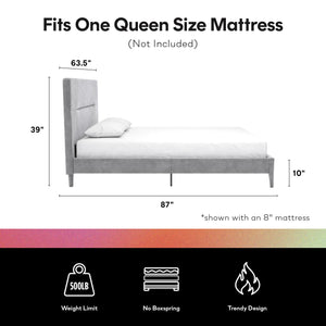 CosmoLiving Westerleigh Upholstered Bed - Light Gray - Queen