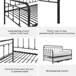 DHP Locky Metal Daybed with Pop Up Trundle - Black - Twin-Over-Twin