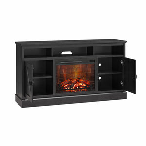 Ameriwood Home Ashton Lane Electric Fireplace TV Stand with Remote for TVs up to 65in - Black Oak