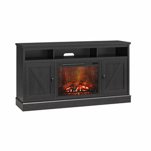 Ameriwood Home Ashton Lane Electric Fireplace TV Stand with Remote for TVs up to 65in - Black Oak
