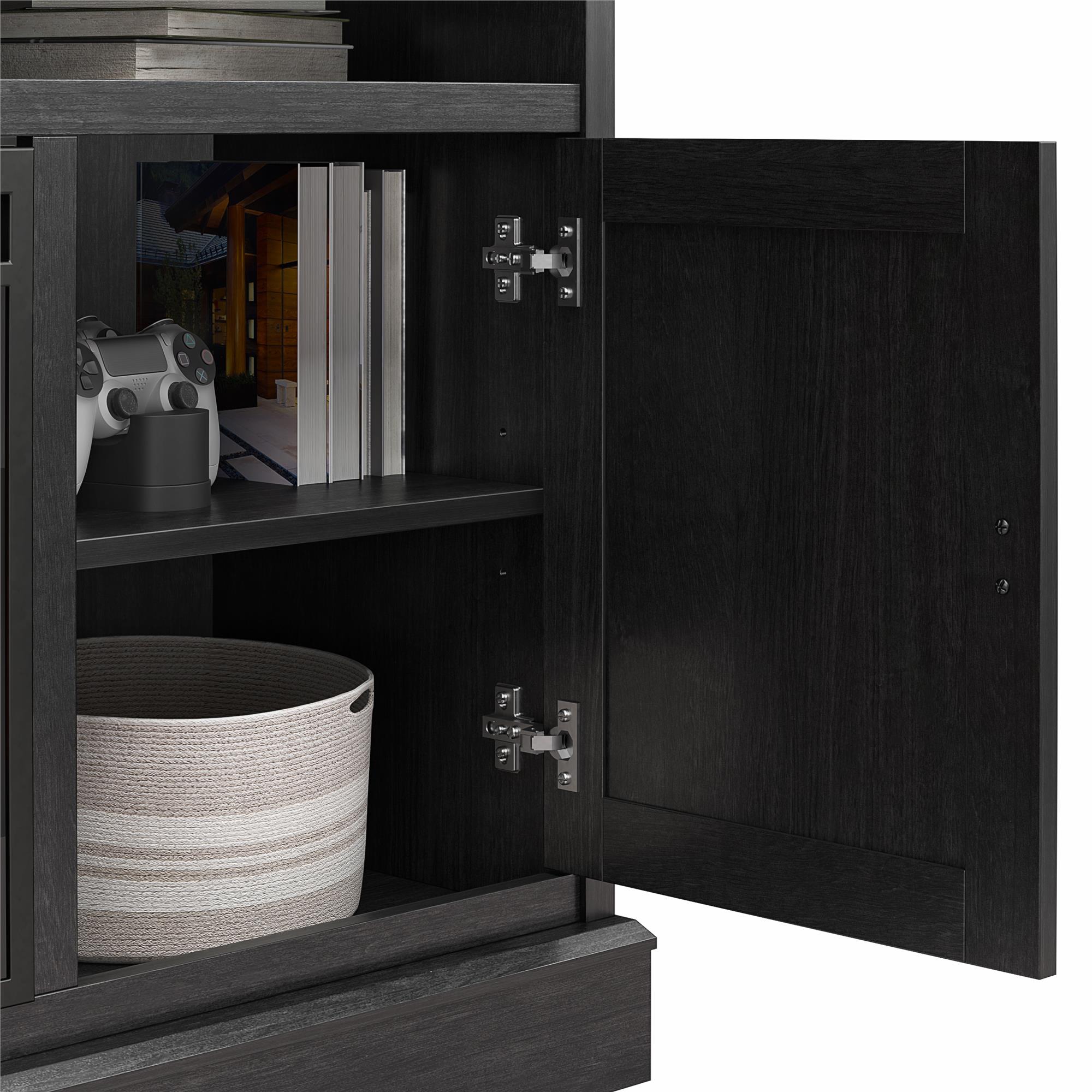 Ameriwood Home Ashton Lane Electric Fireplace TV Stand with Remote for TVs up to 65in - Black Oak