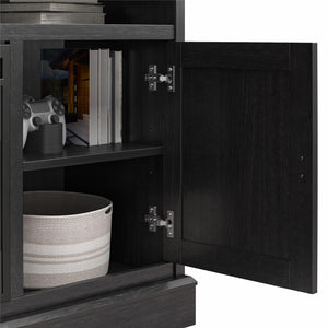 Ameriwood Home Ashton Lane Electric Fireplace TV Stand with Remote for TVs up to 65in - Black Oak