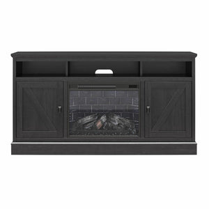 Ameriwood Home Ashton Lane Electric Fireplace TV Stand with Remote for TVs up to 65in - Black Oak