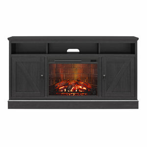 Ameriwood Home Ashton Lane Electric Fireplace TV Stand with Remote for TVs up to 65in - Black Oak
