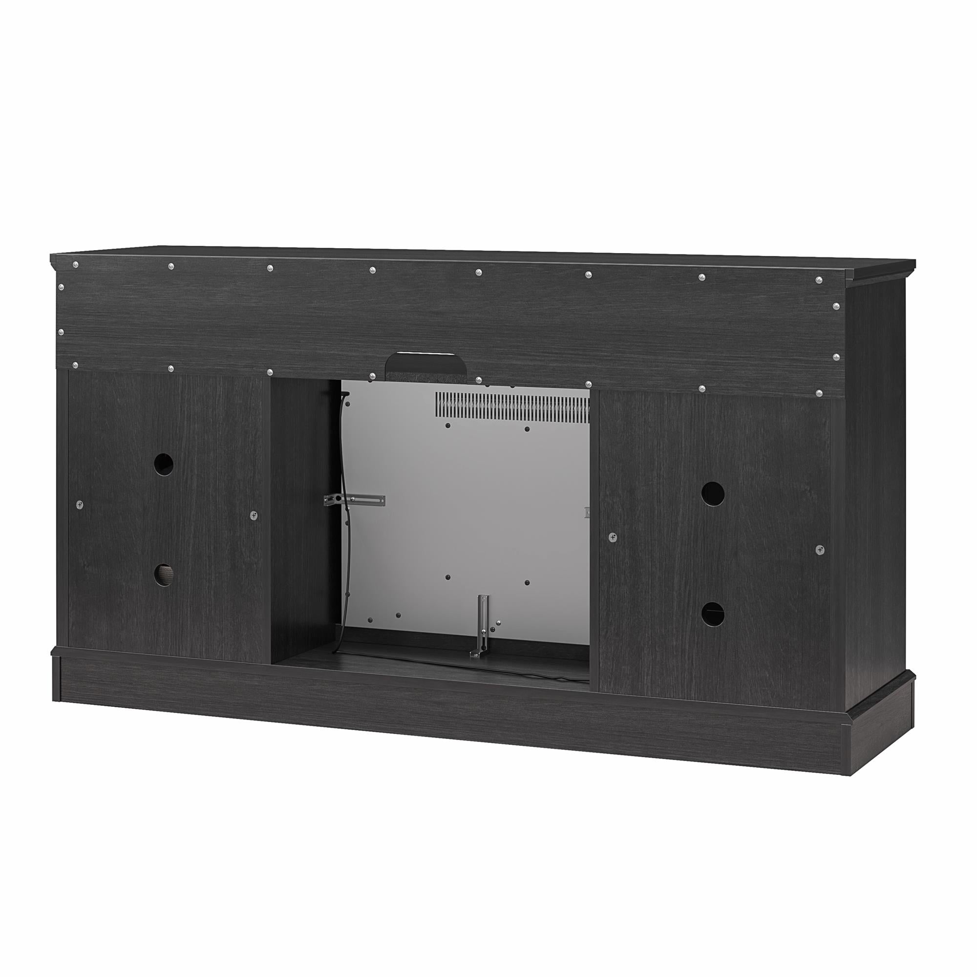 Ameriwood Home Ashton Lane Electric Fireplace TV Stand with Remote for TVs up to 65in - Black Oak