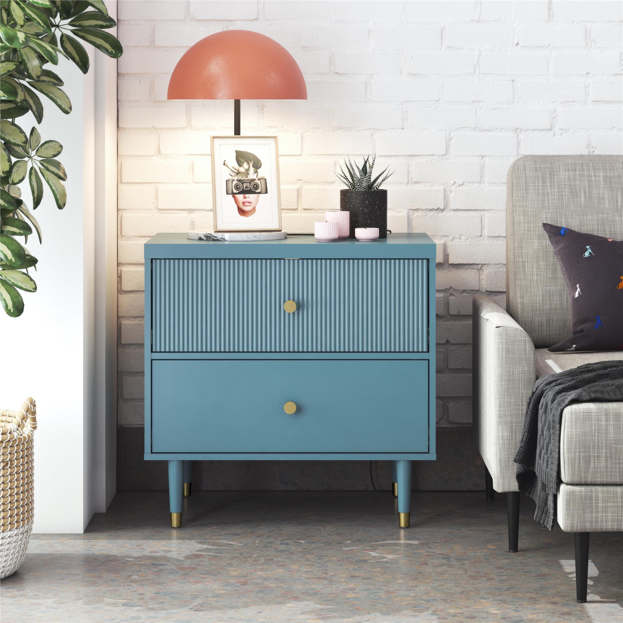 CosmoLiving Elizabeth Nightstand - Smoke Blue