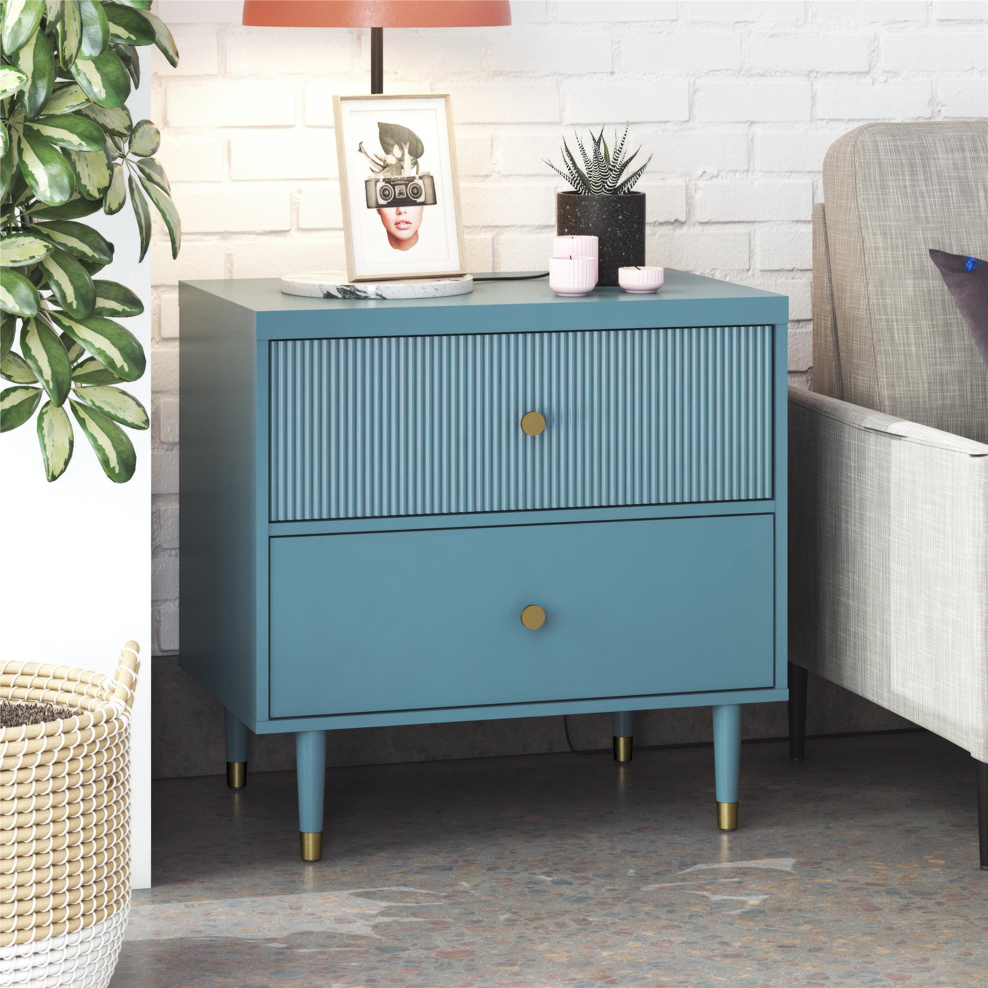 CosmoLiving Elizabeth Nightstand - Smoke Blue