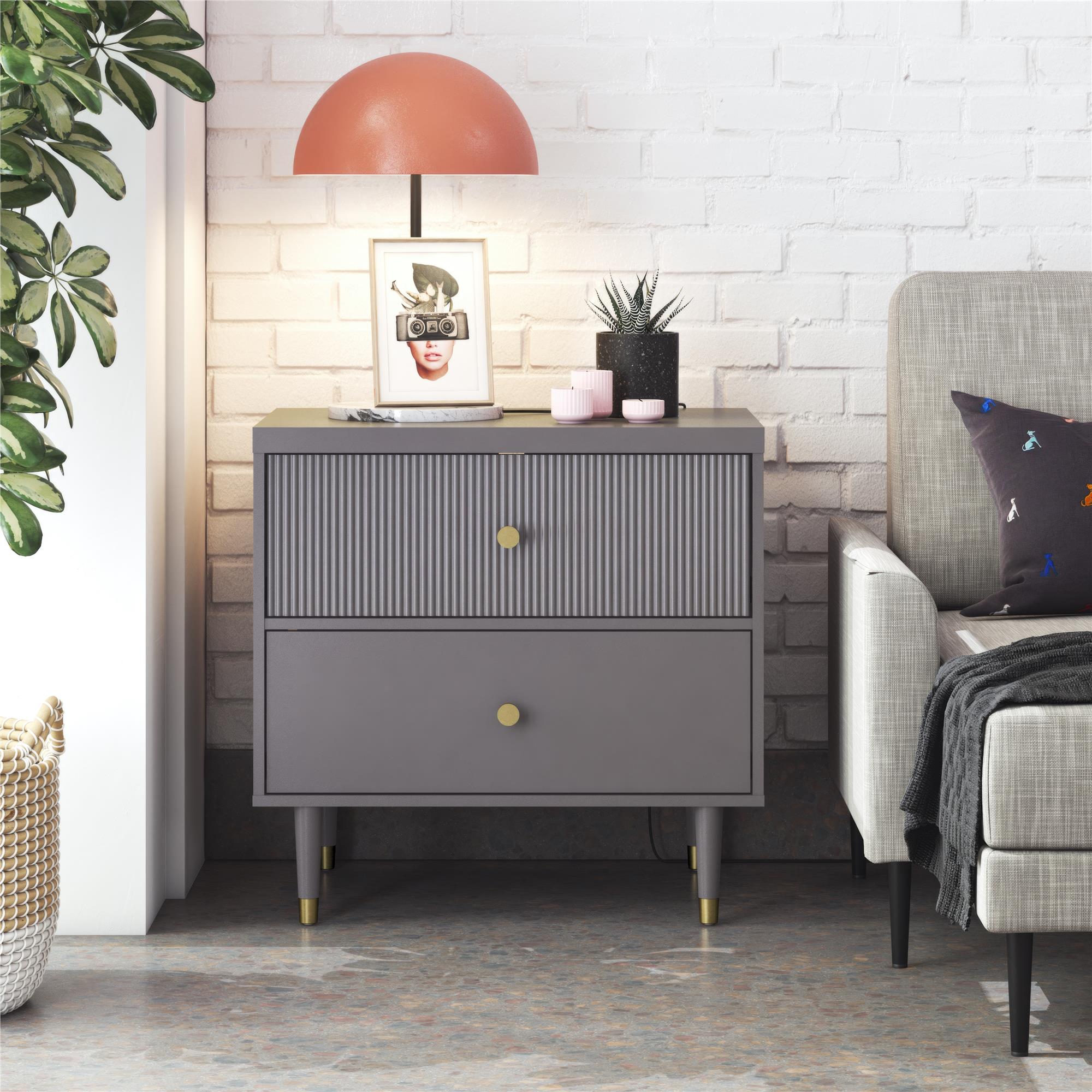 CosmoLiving Elizabeth Nightstand - Graphite Grey