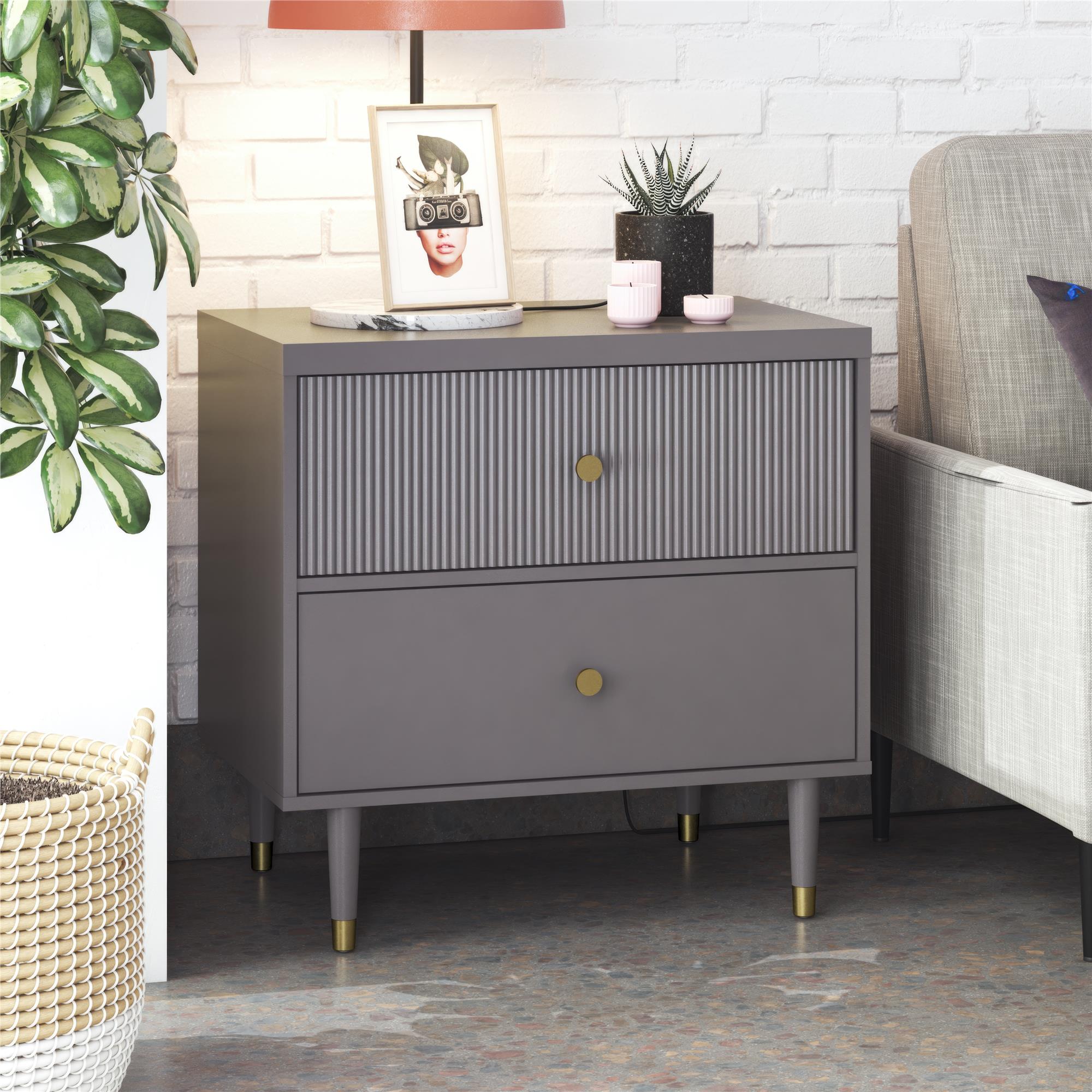 CosmoLiving Elizabeth Nightstand - Graphite Grey