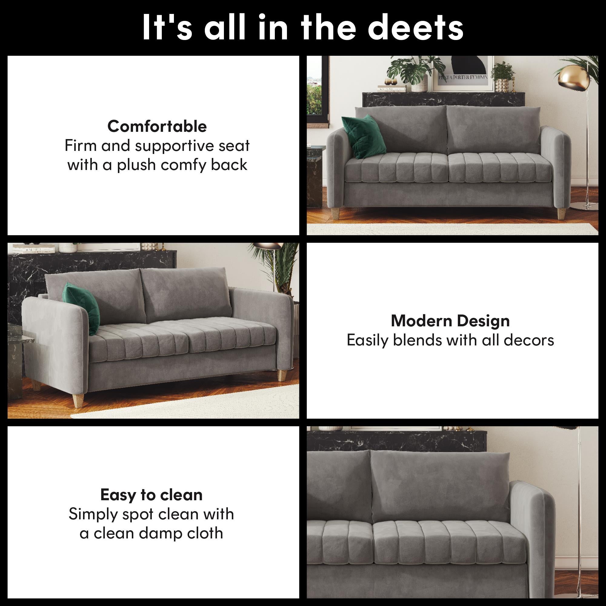 CosmoLiving Coco Sofa - Rustic Gray