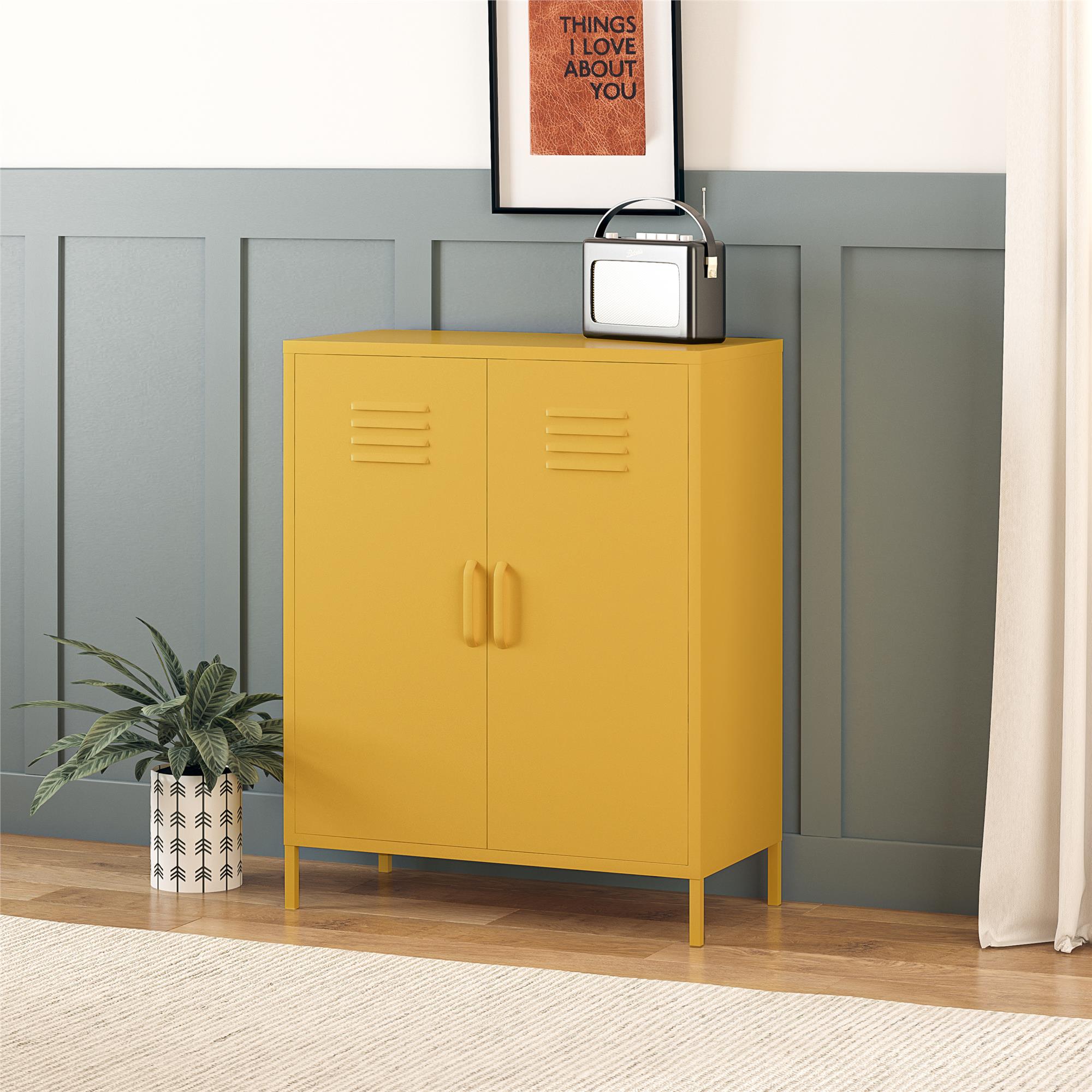 Systembuild Evolution Mission District 2 Door Metal Locker Accent Cabinet - Mustard Yellow